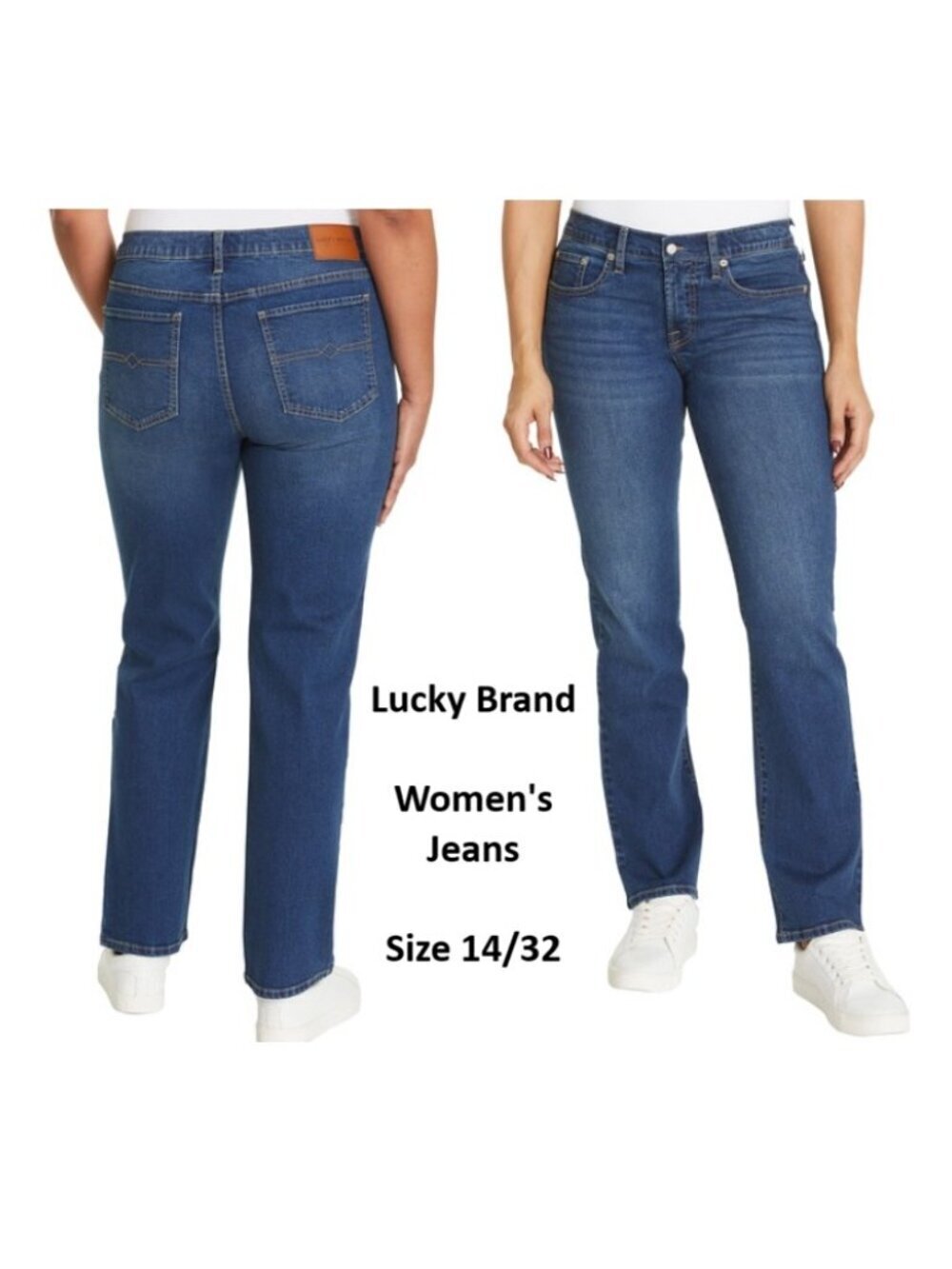 Lucky Brand Jeans Women's 14/32 Blue Mid Rise Straight Stretch Denim